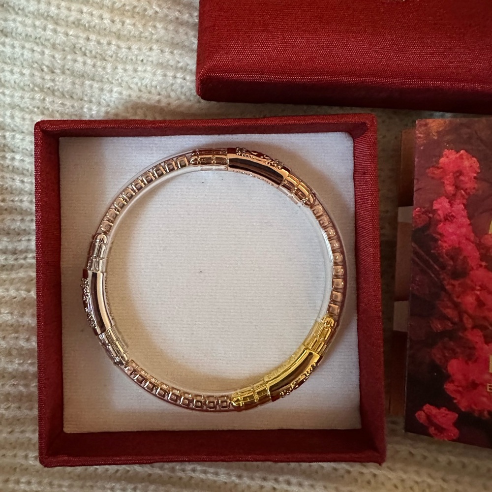 🆕💎 BuDhaGirl Mixed Metal All Weather Solo Bangle - Three Queens - Clear Crystal - Picture 13 of 16